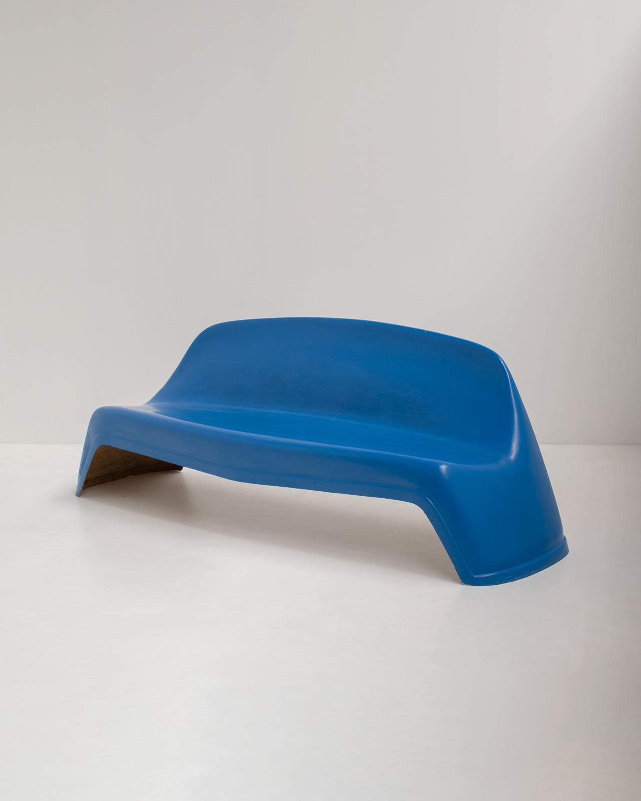 Blue Fiberglass Bench by Walter Papst for Wilkhahn, Germany, 1960s For Sale 6