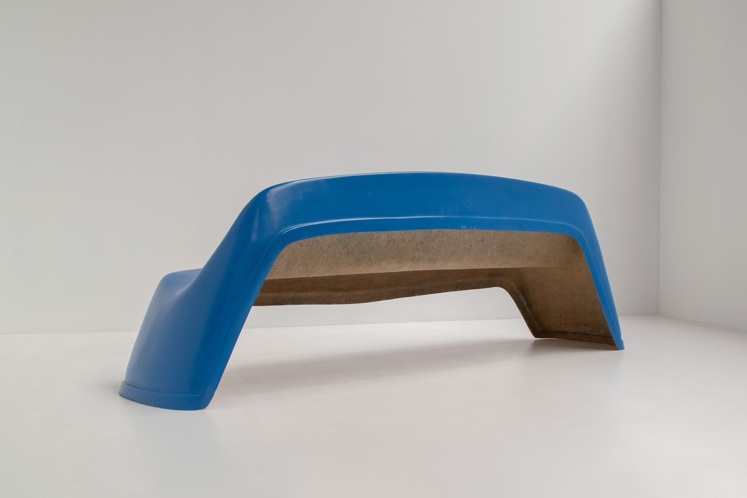 Space Age Blue Fiberglass Bench by Walter Papst for Wilkhahn, Germany, 1960s For Sale