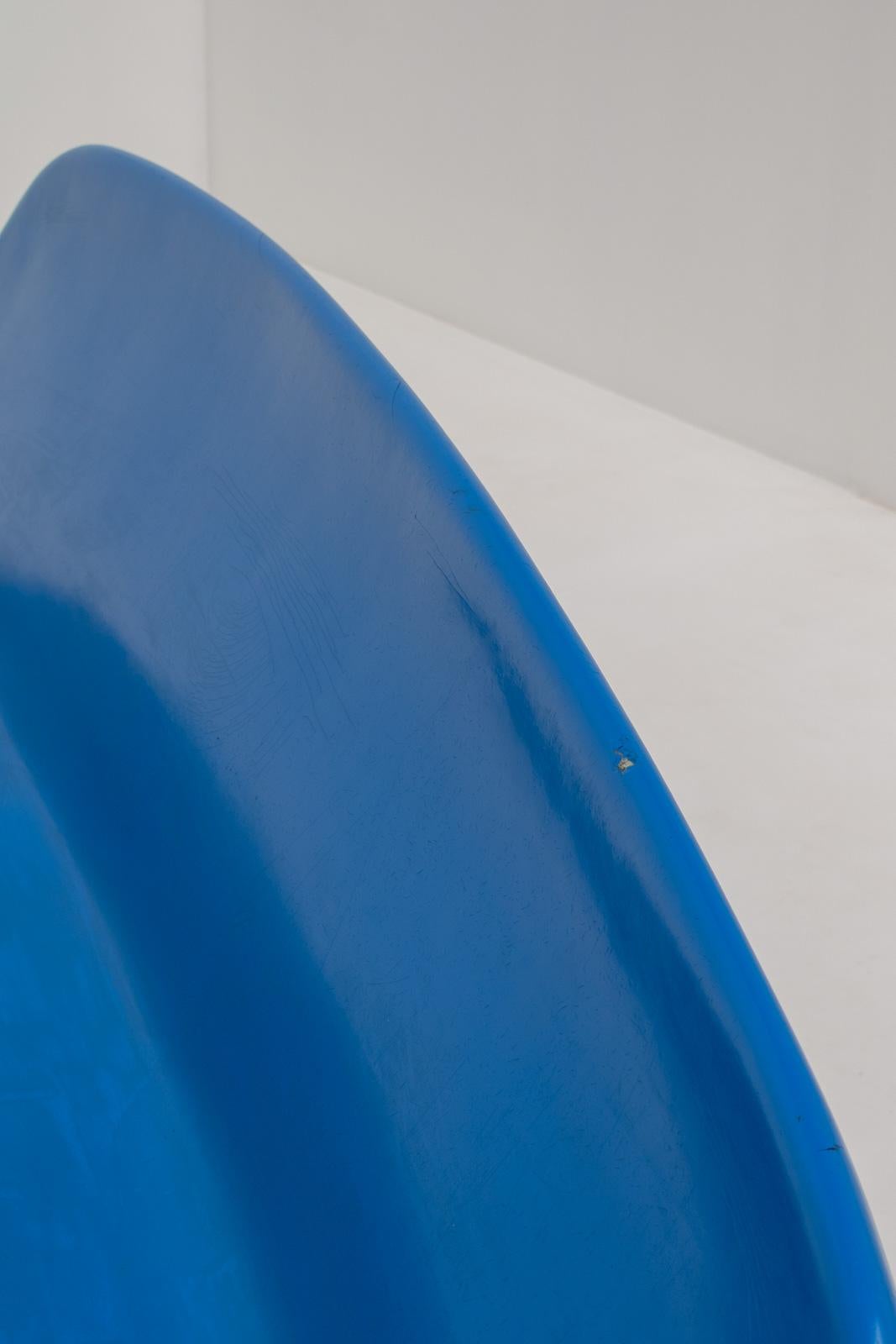 Mid-20th Century Blue Fiberglass Bench by Walter Papst for Wilkhahn, Germany, 1960s For Sale
