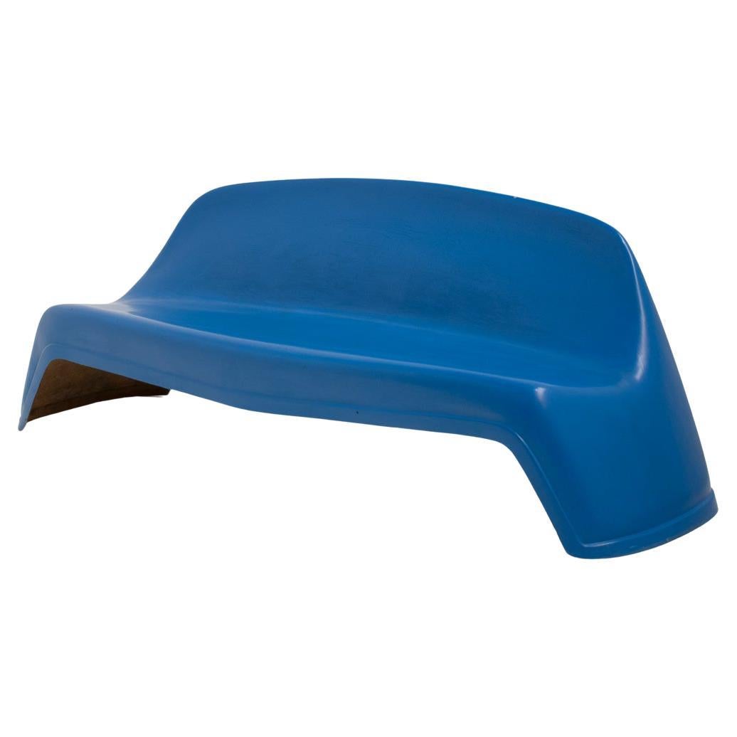 Blue Fiberglass Bench by Walter Papst for Wilkhahn, Germany, 1960s