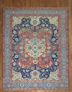 Blue Field Antique Persian Tabriz