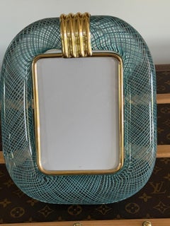 Marco de fotos de cristal de Murano Filigrana azul