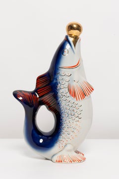 Blaues blaues Fischglas-Karaffe und Gläser, 20. Jahrhundert, Europa, 1960er Jahre