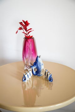 Blue Fish Glass Decanter and Glasses, 20th Century, Europe, 1960s