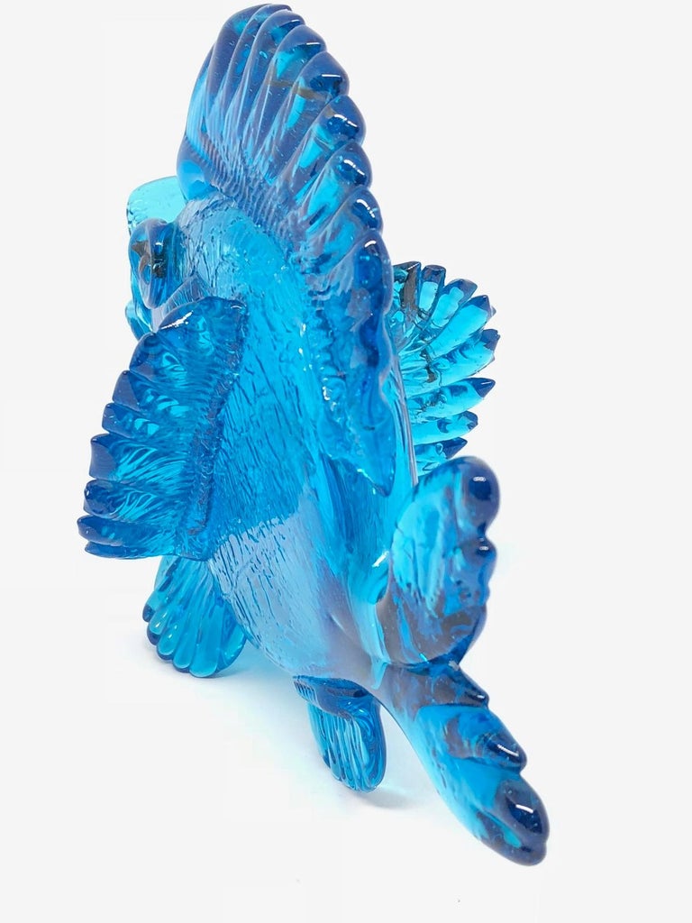 Blue Fish Murano Art Glass Statue, Italy Venice, 1980s at 1stDibs