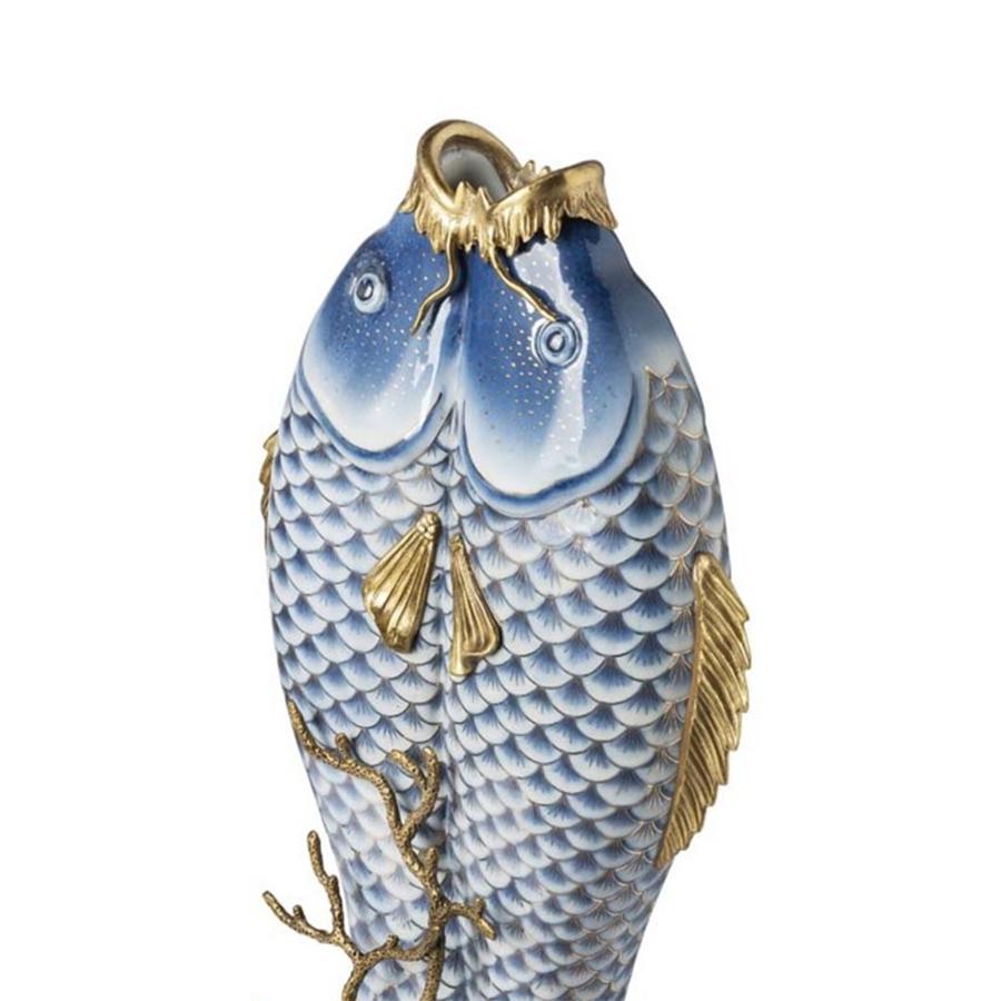 Italiano Vaso alto con pesci blu in vendita