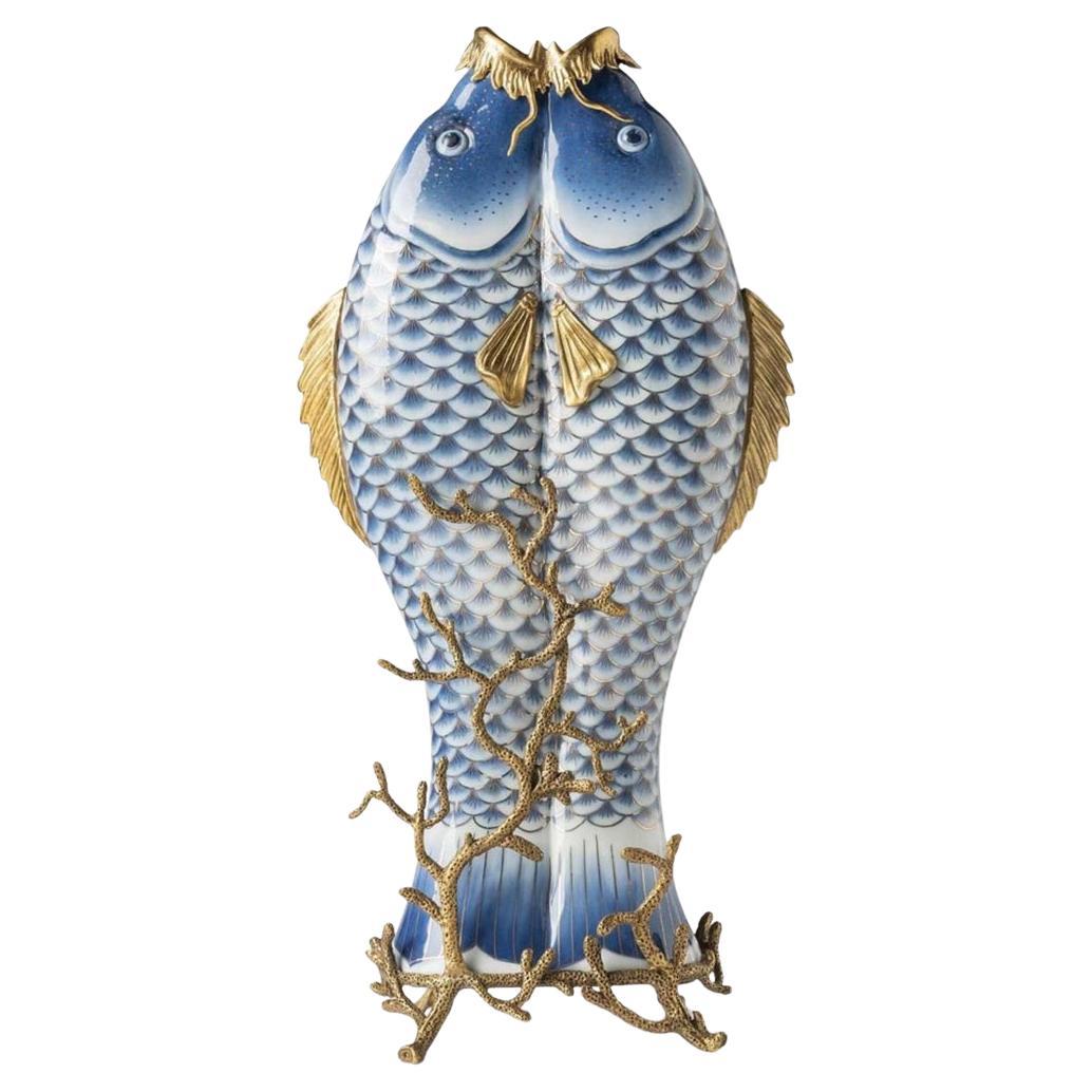 Jarrón alto Peces azules