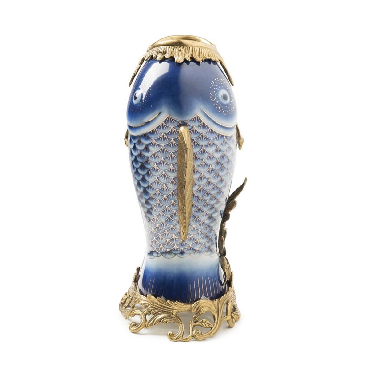 Italiano Vaso medio con pesci blu in vendita