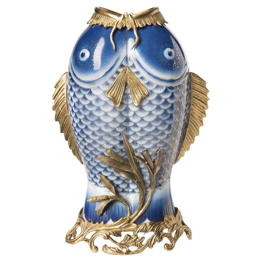 Vaso medio con pesci blu