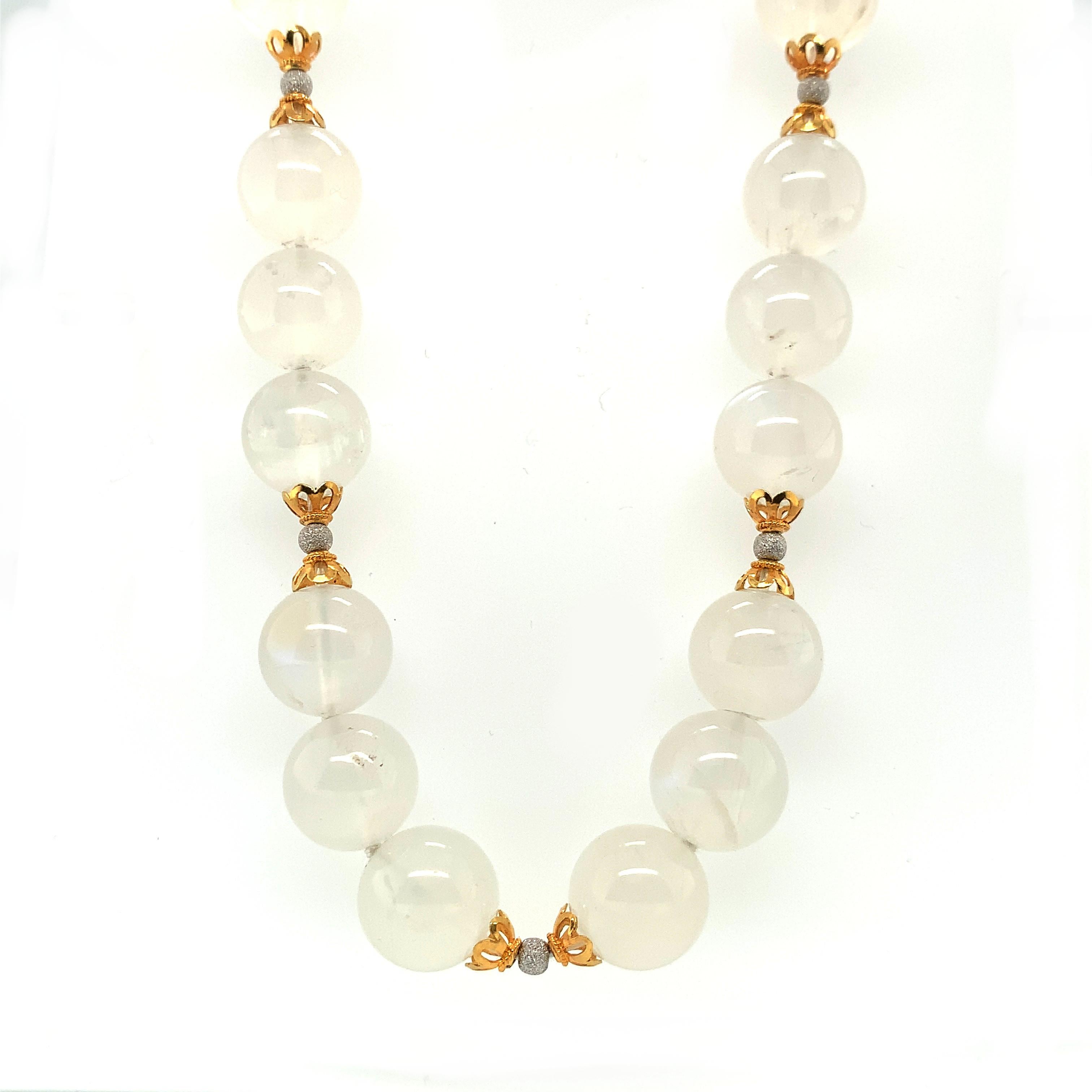 Blue Flash Moonstone Beaded Necklace 