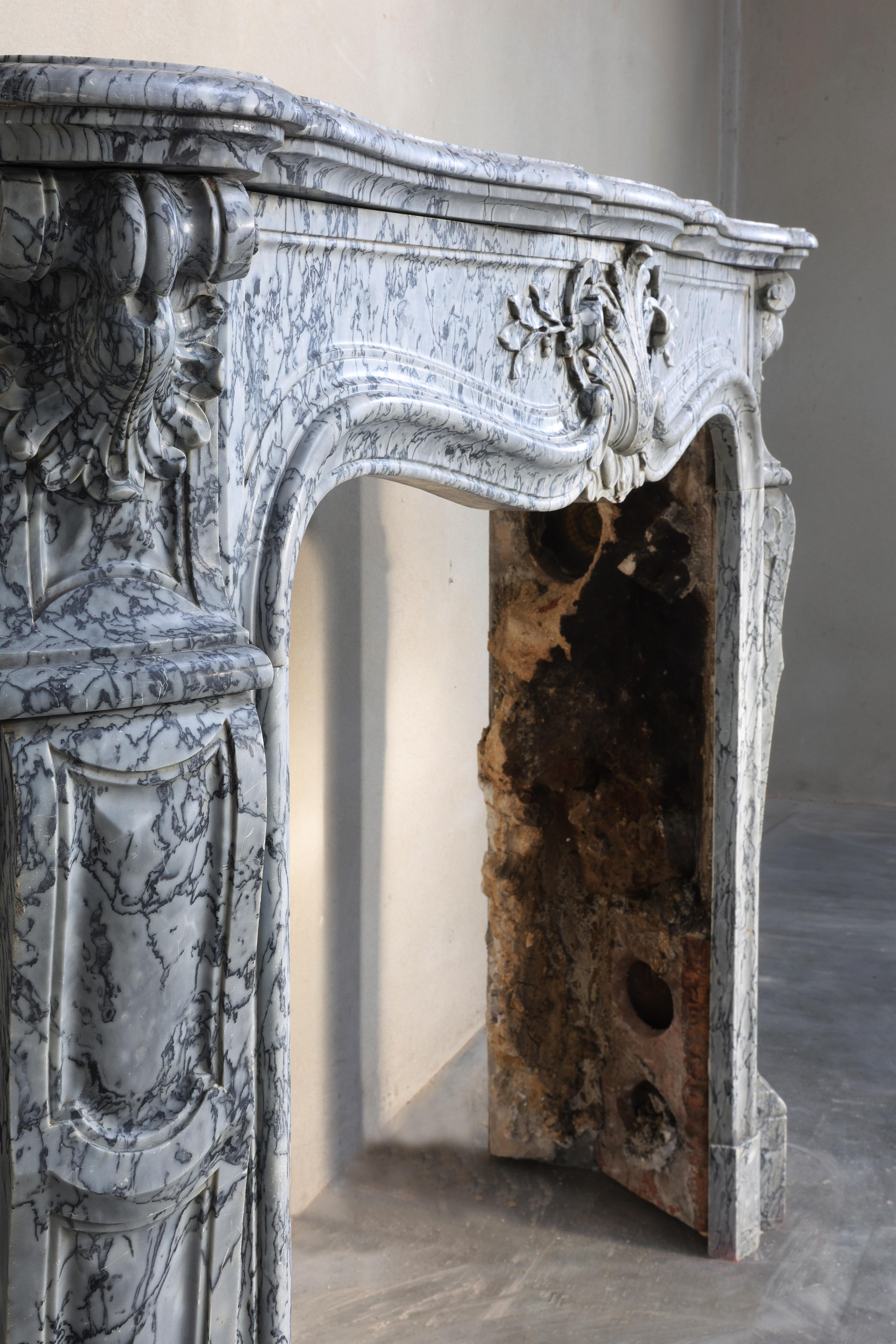 Blue Fleuri Marble Fireplace from the 19th Century in Style of Louis XV 7