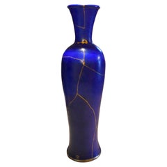 Blue floor vase Kintsugi