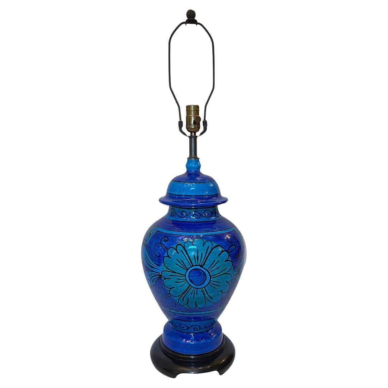 Blue Floral Ceramic Lamp