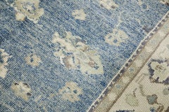 Blue Floral Design Handwoven Wool Turkish Oushak Rug 5'2" x 8'3"