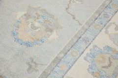 Blue Floral Design Handwoven Wool Turkish Oushak Rug 9'10" X 13'7"