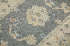 Blue Floral Design Handwoven Wool Turkish Oushak Runner