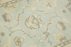 Blue Floral Design Handwoven Wool Turkish Oushak Runner