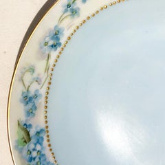 Blue & Gold Floral Hand Painted Saucer or Catch All Dish Haviland France 1800's