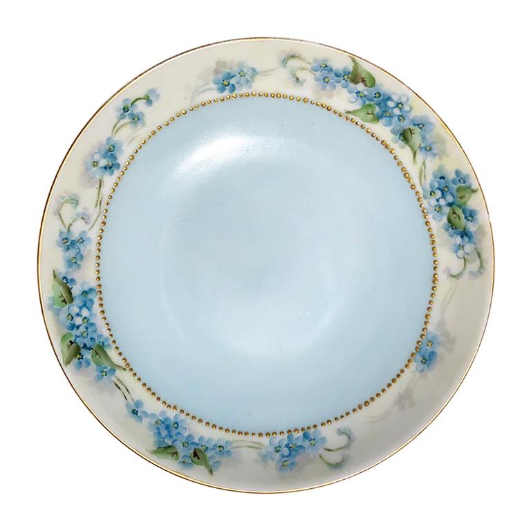 Blue & Gold Floral Hand Painted Saucer or Catch All Dish Haviland France 1800's