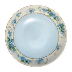 Antique Blue & Gold Floral Hand Painted Saucer or Catch All Dish Haviland France 1800's