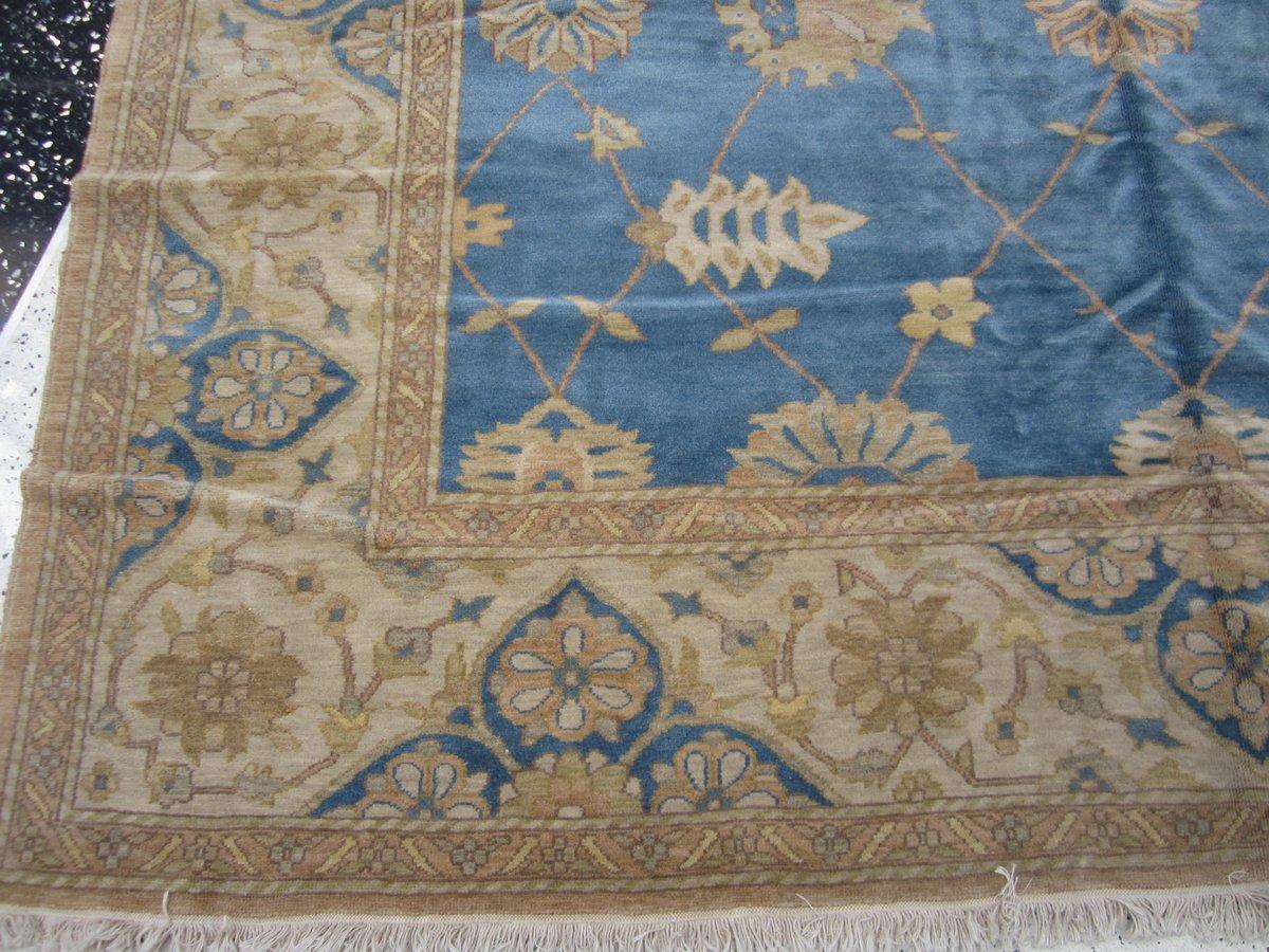 European Blue Floral Motif Area Rug 