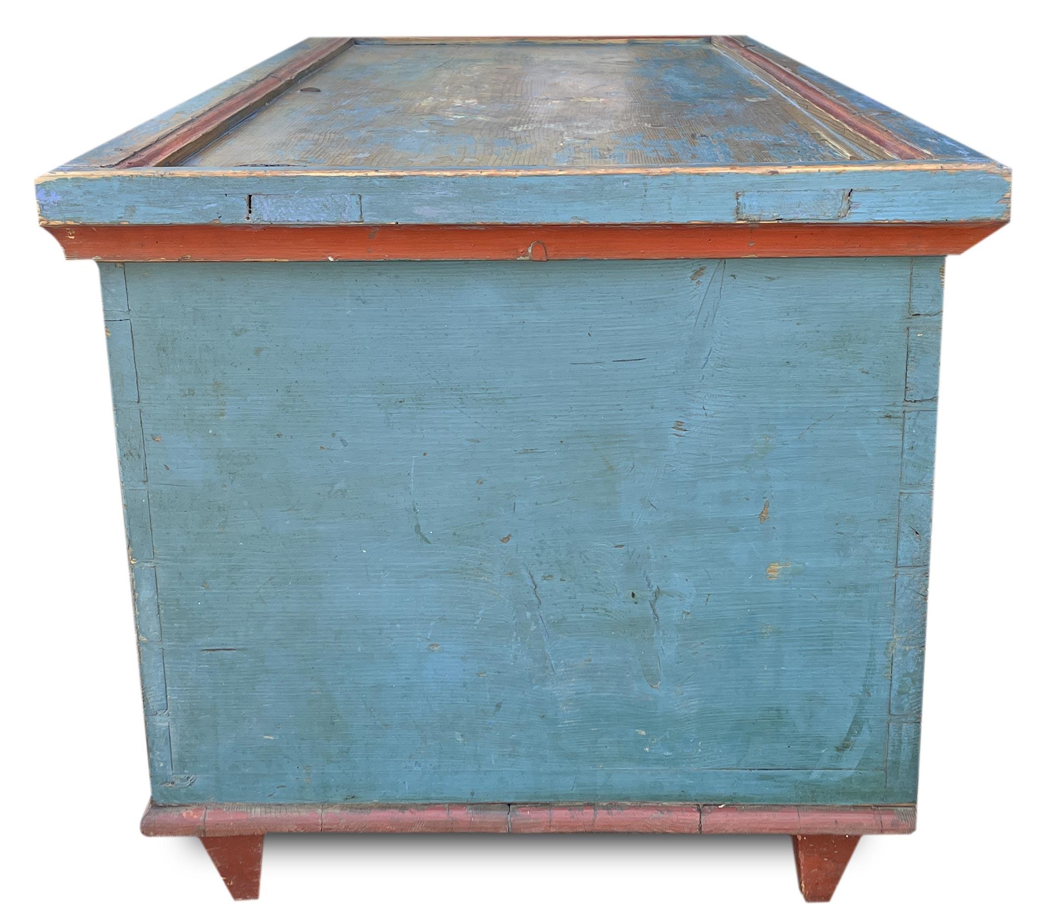 Blue Floral Painted Chest dated 1848   For Sale 7