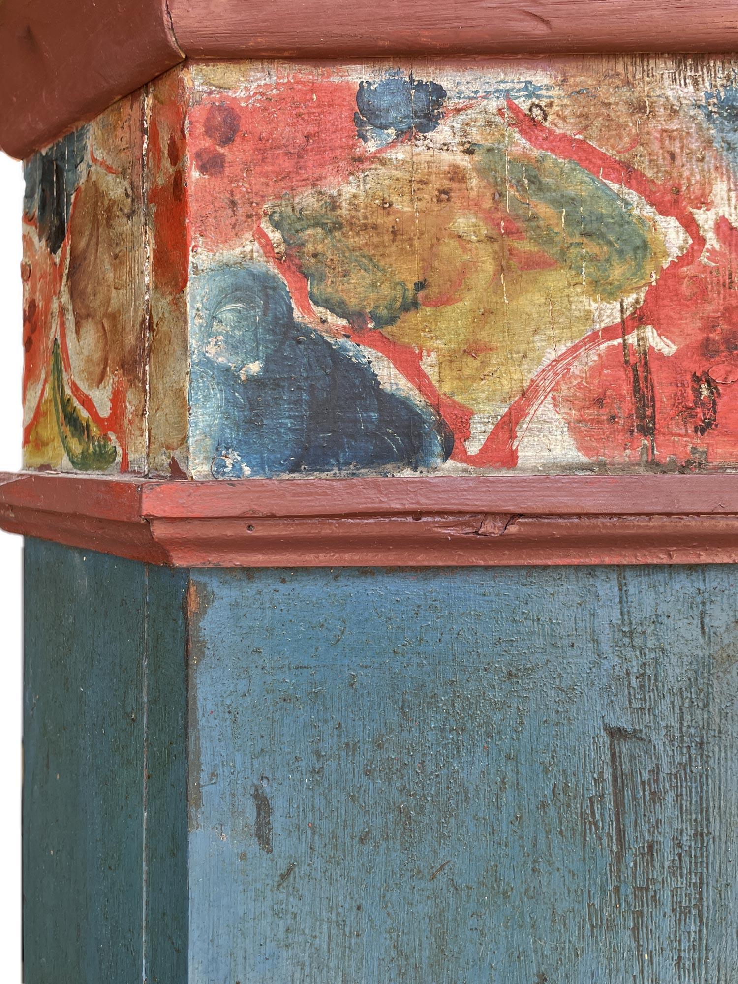 Blue Floral Painted Cupboard - European Alps - 18th Century 3
