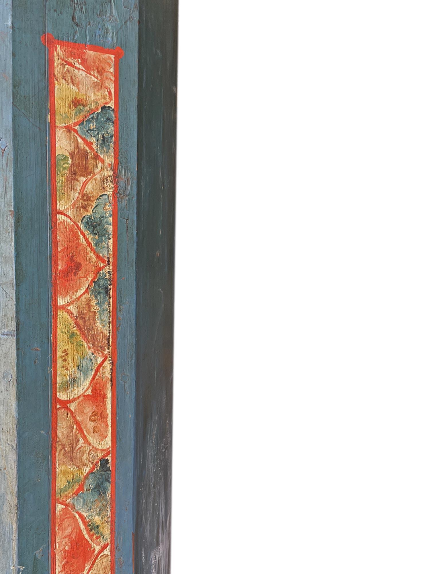 Blue Floral Painted Cupboard - European Alps - 18th Century 10