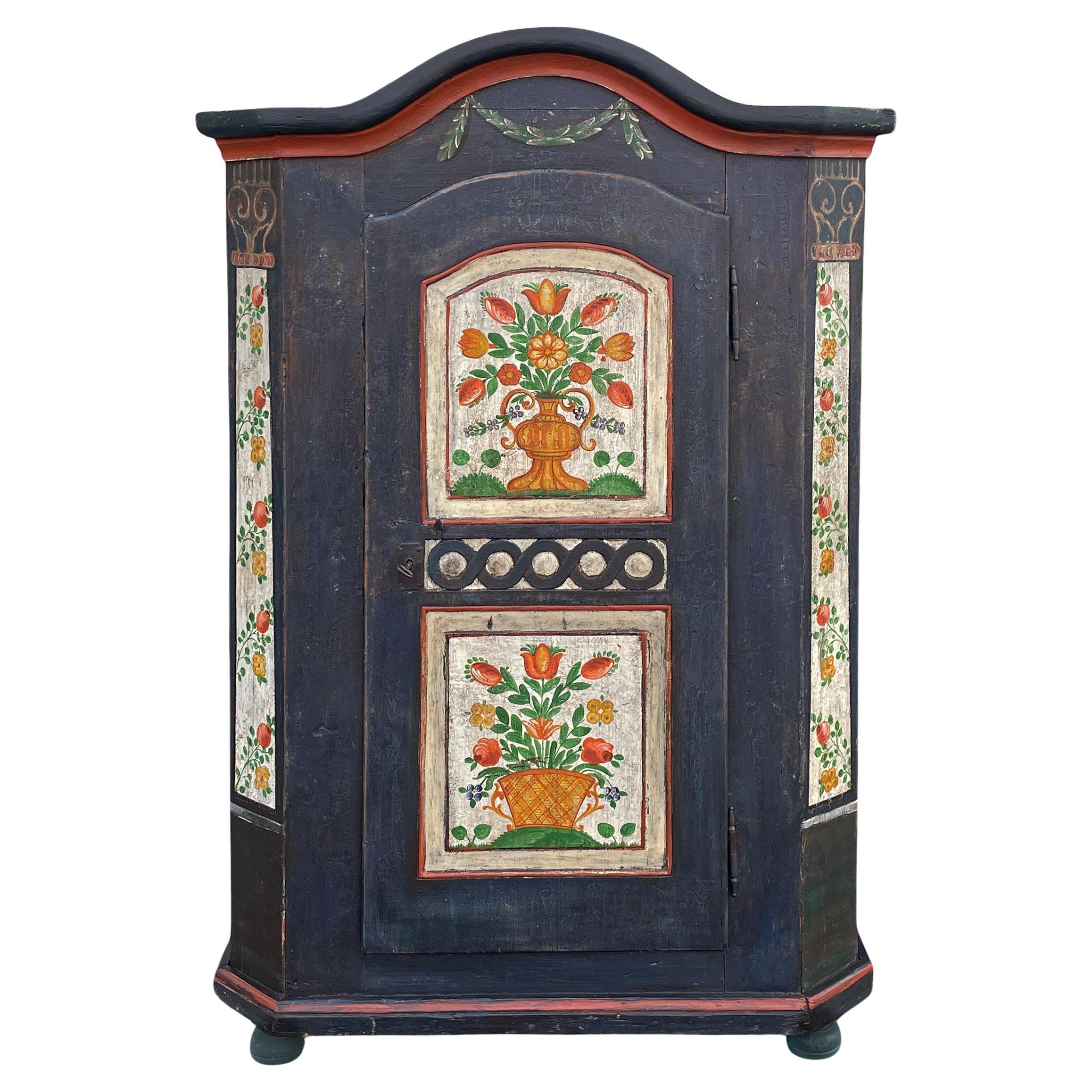 Blue Floral Painted Cupboard - European Alps