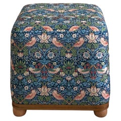 Blue Floral Patterned Ottoman