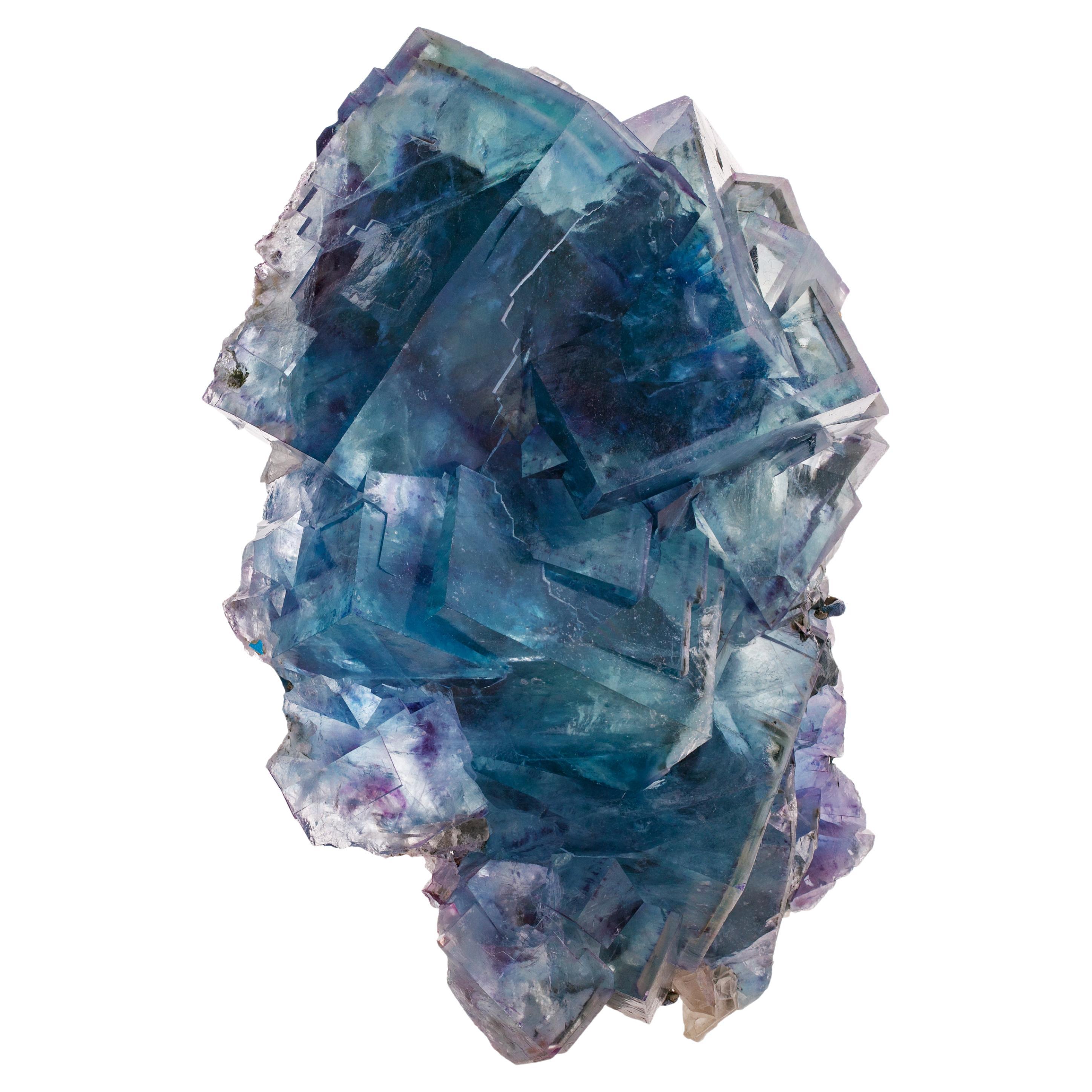 Blue Fluorite Crystal Mineral Specimen, Yaogangxian Mine, China For Sale