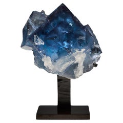 Blue Fluorite on White Quartz