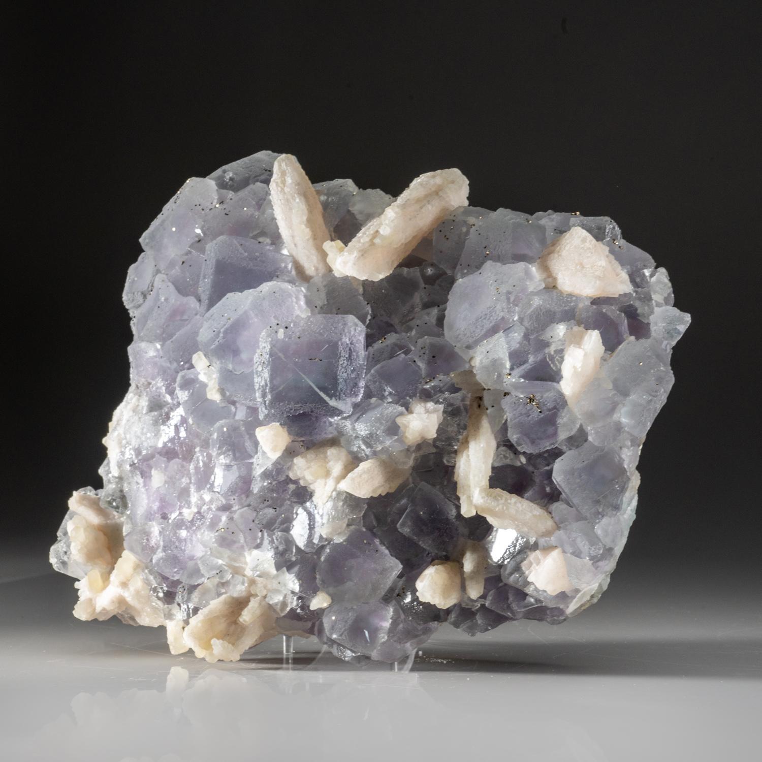 Contemporary Blue Fluorite with Calcite Crystal from Hunan Province, China For Sale