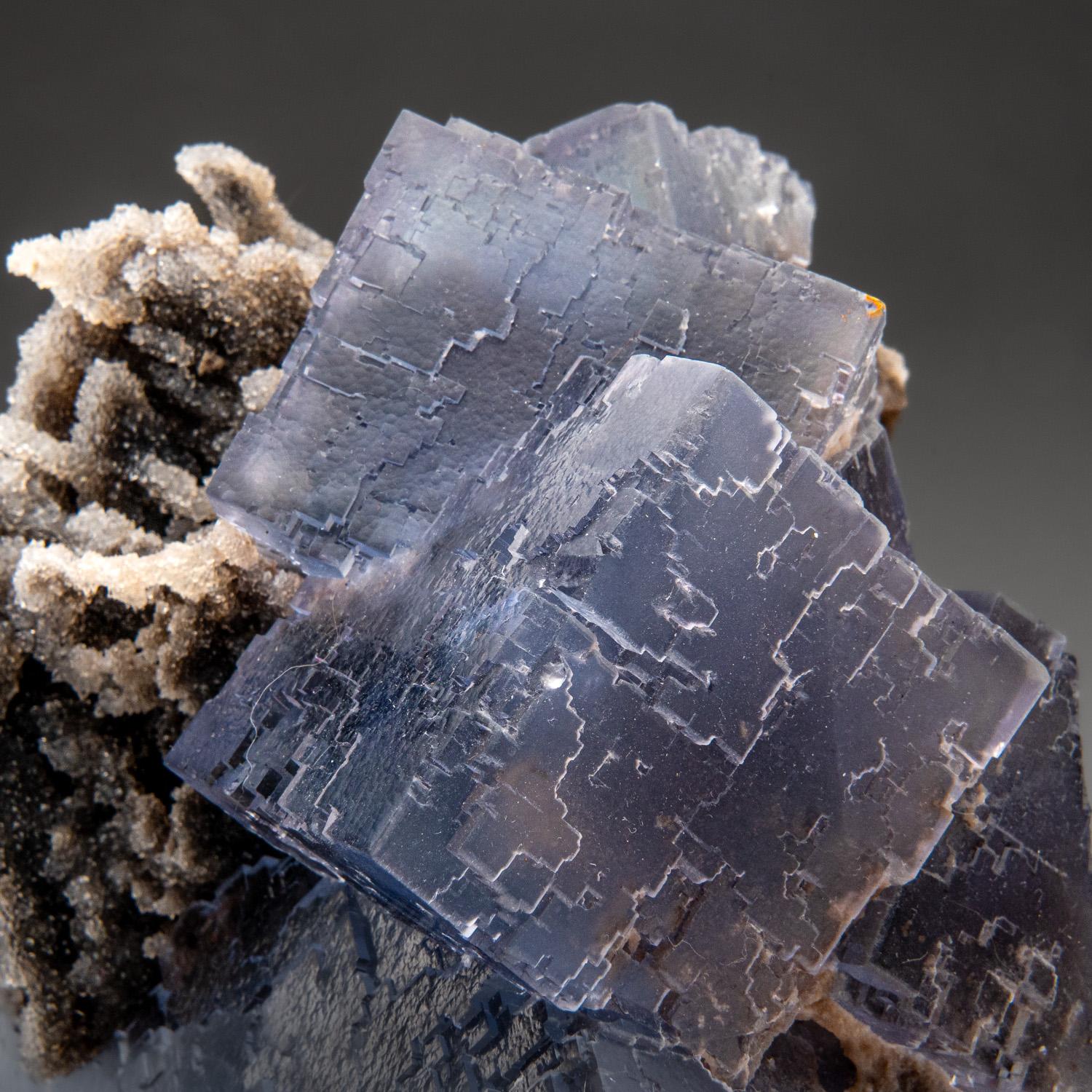Contemporary Blue Fluorite with Druzy Crystal from Hunan Province, China