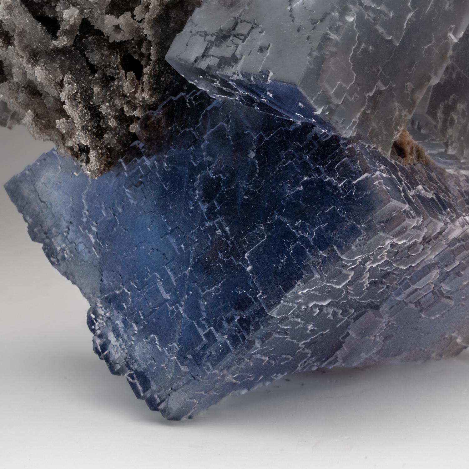 Blue Fluorite with Druzy Crystal from Hunan Province, China 1