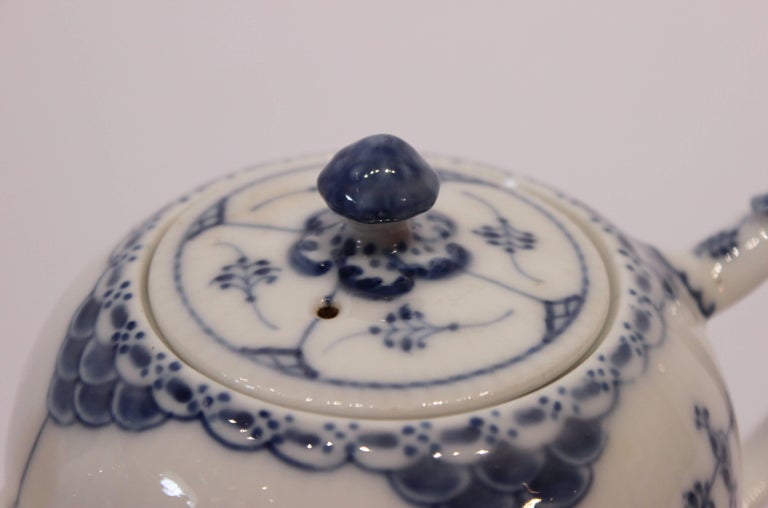 Blue Fluted Half Lace Teapot, No. 609 by Royal Copenhagen at 1stDibs
