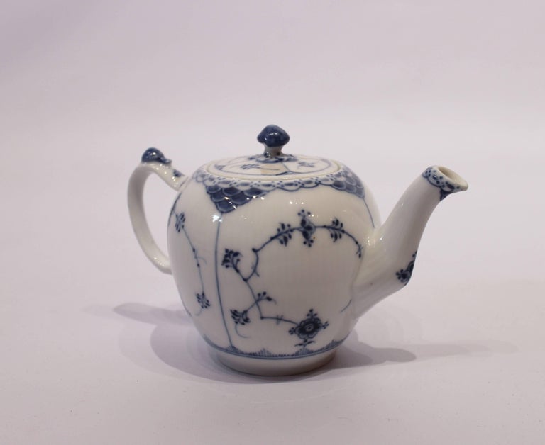 Blue Fluted Half Lace Teapot, No. 609 by Royal Copenhagen at 1stDibs