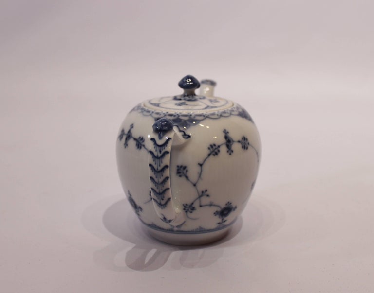 Blue Fluted Half Lace Teapot, No. 609 by Royal Copenhagen at 1stDibs