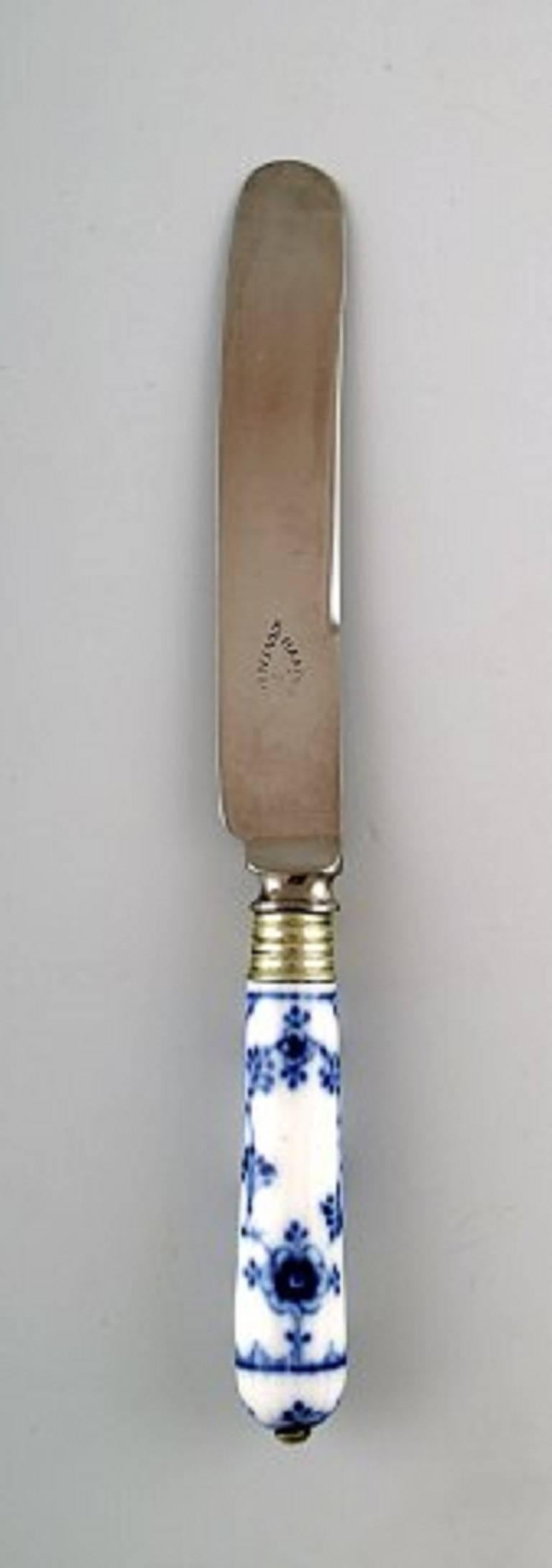 Neoclassical Blue Fluted Plain, 6 Knives from Royal Copenhagen / Raadvad, Early 1900s