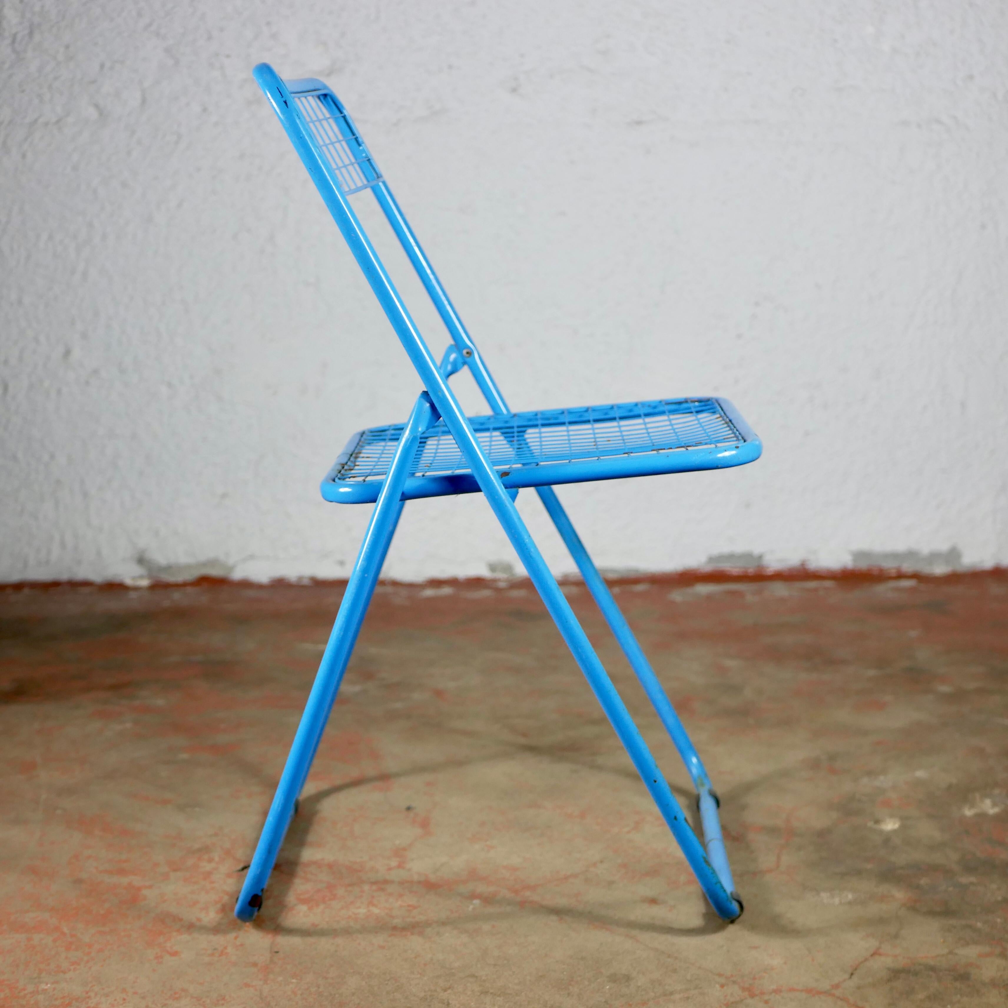 Swedish Blue Folding Ted Net Chair by Niels Gammelgaard for Ikea, 1980s