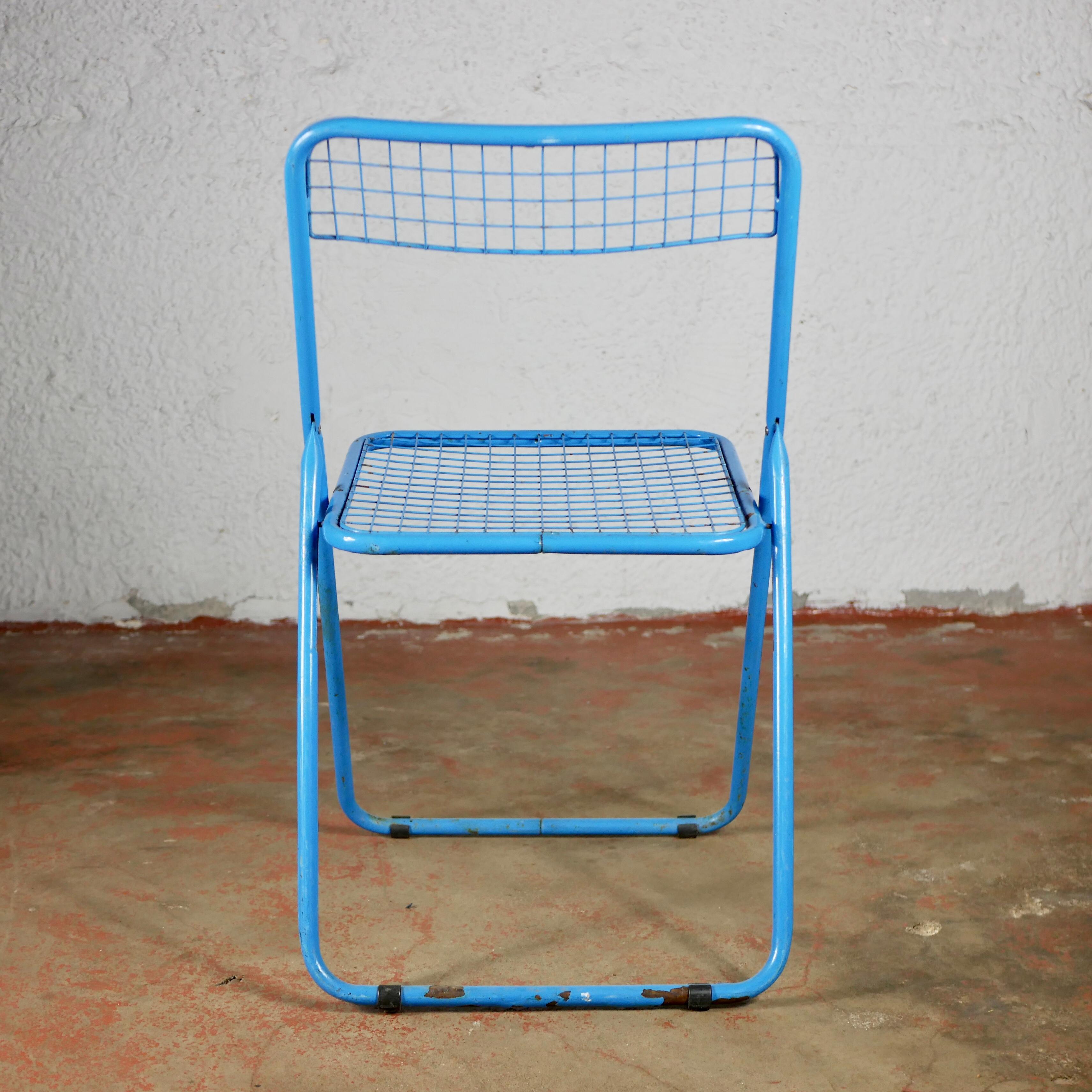 Blue Folding Ted Net Chair by Niels Gammelgaard for Ikea, 1980s In Good Condition In Lyon, FR