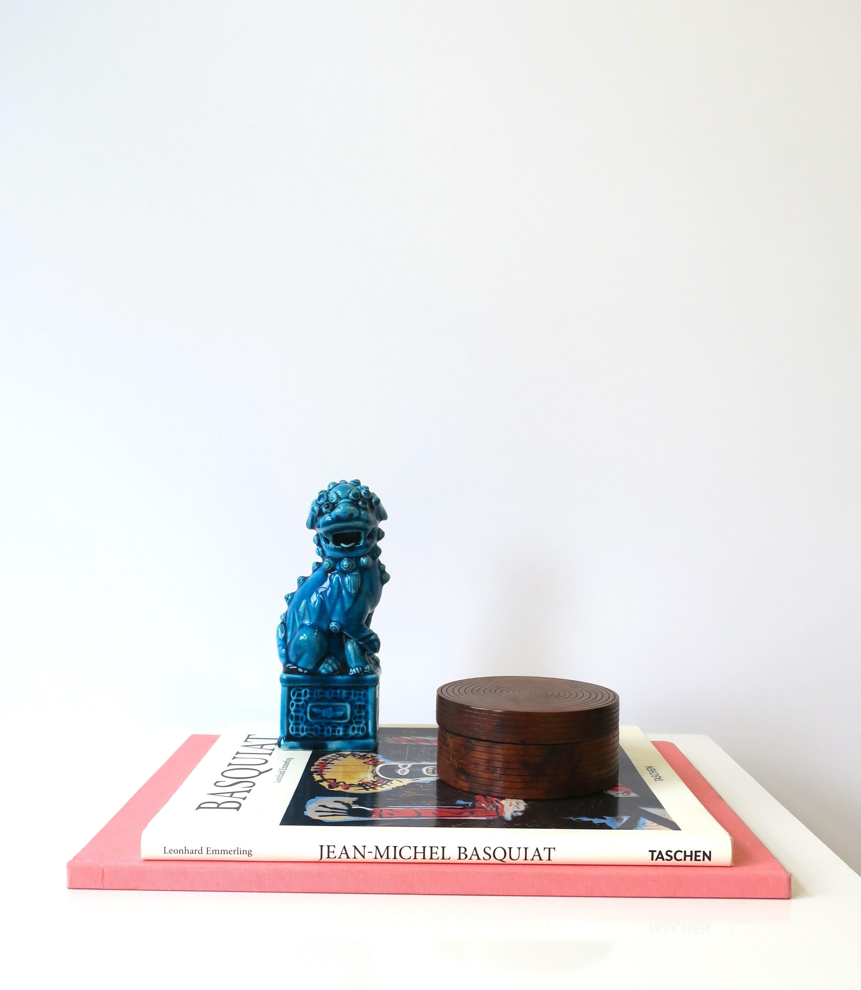 Chinese Blue Foo Lion Dog Decorative Object, circa 1960s For Sale