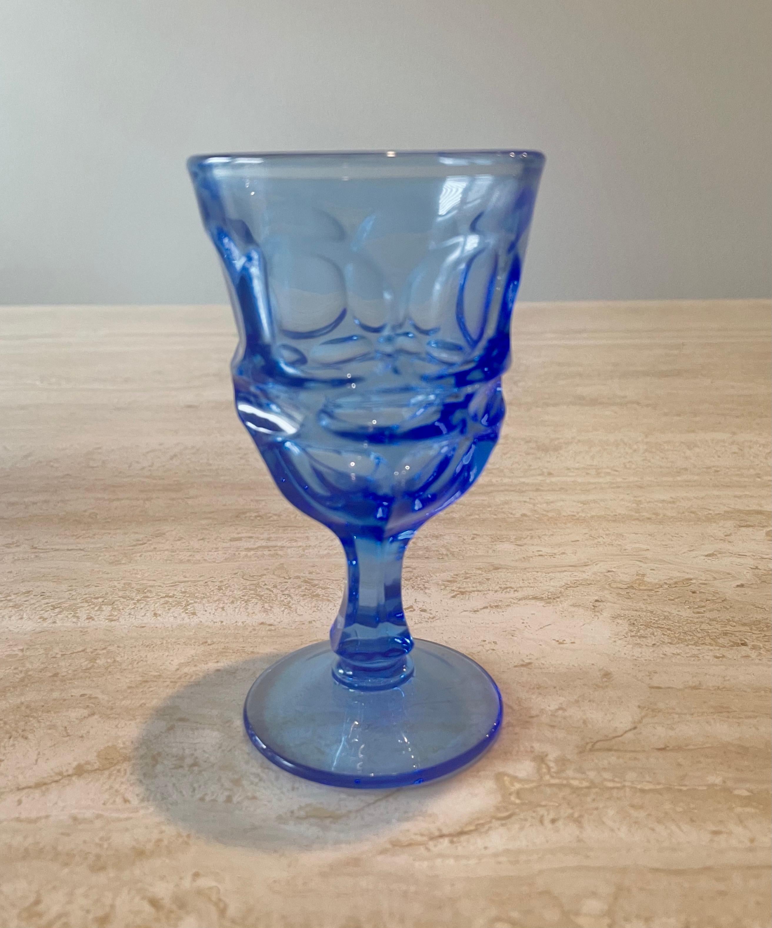 Mid-Century Modern Verres à cordial Fostoria bleu en vente