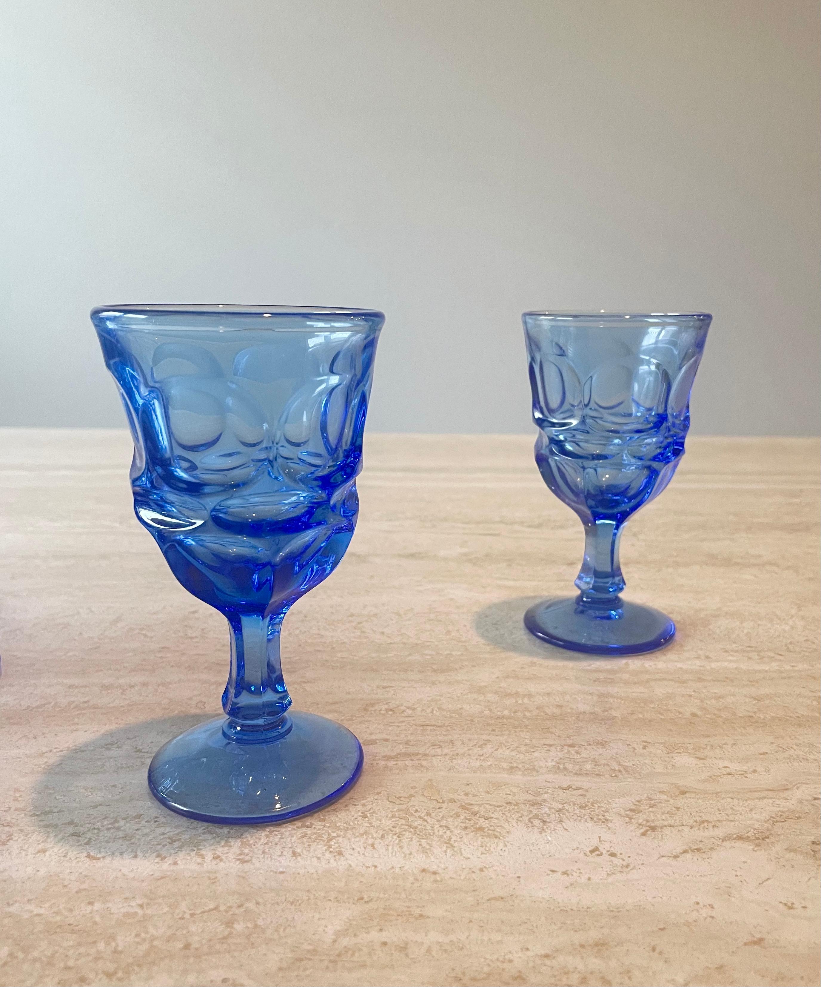 Américain Verres à cordial Fostoria bleu en vente