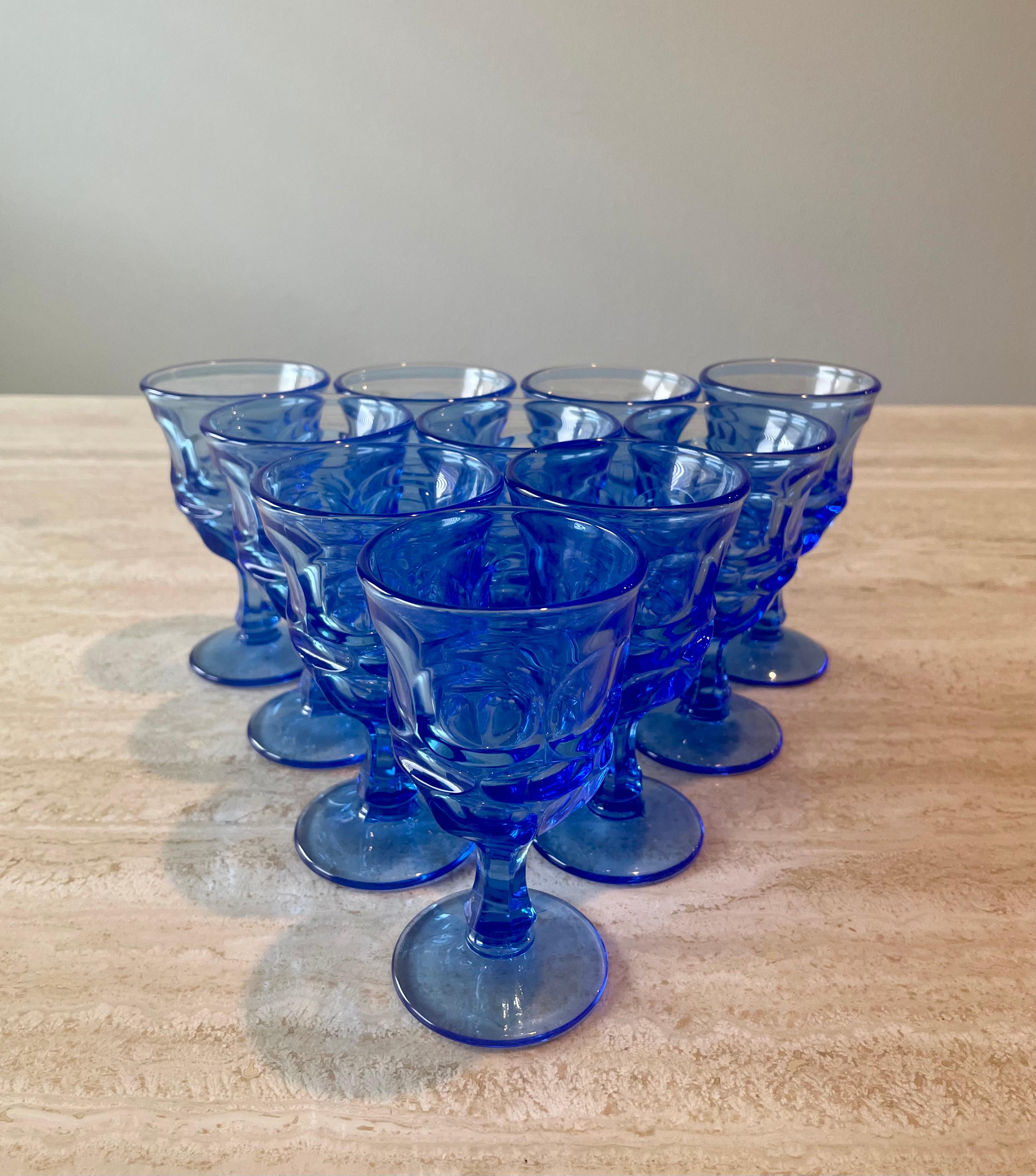 Verres à cordial Fostoria bleu Bon état - En vente à Denton, TX