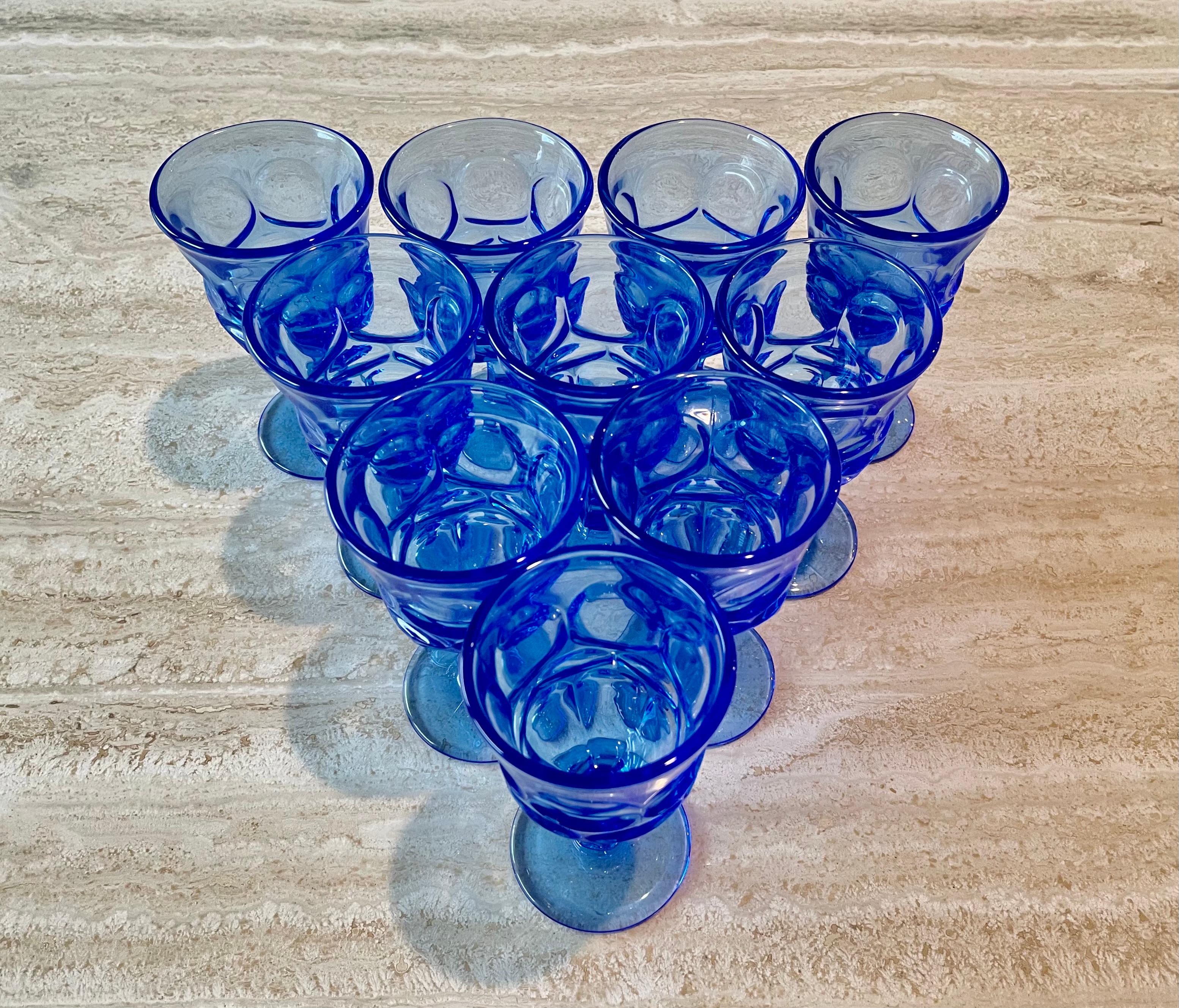 Blue Fostoria Cordial Glasses In Good Condition For Sale In Denton, TX