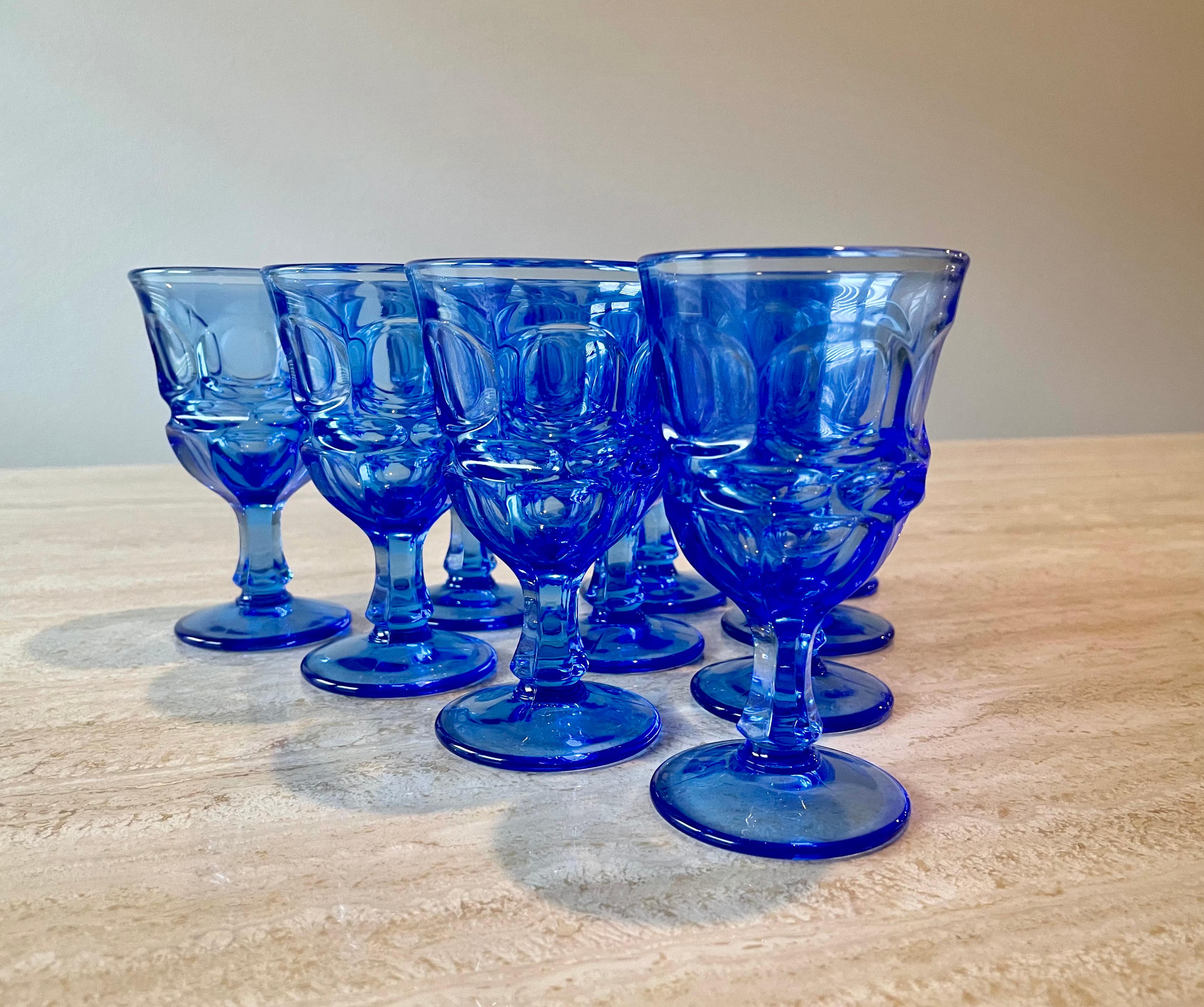 Mid-20th Century Blue Fostoria Cordial Glasses For Sale