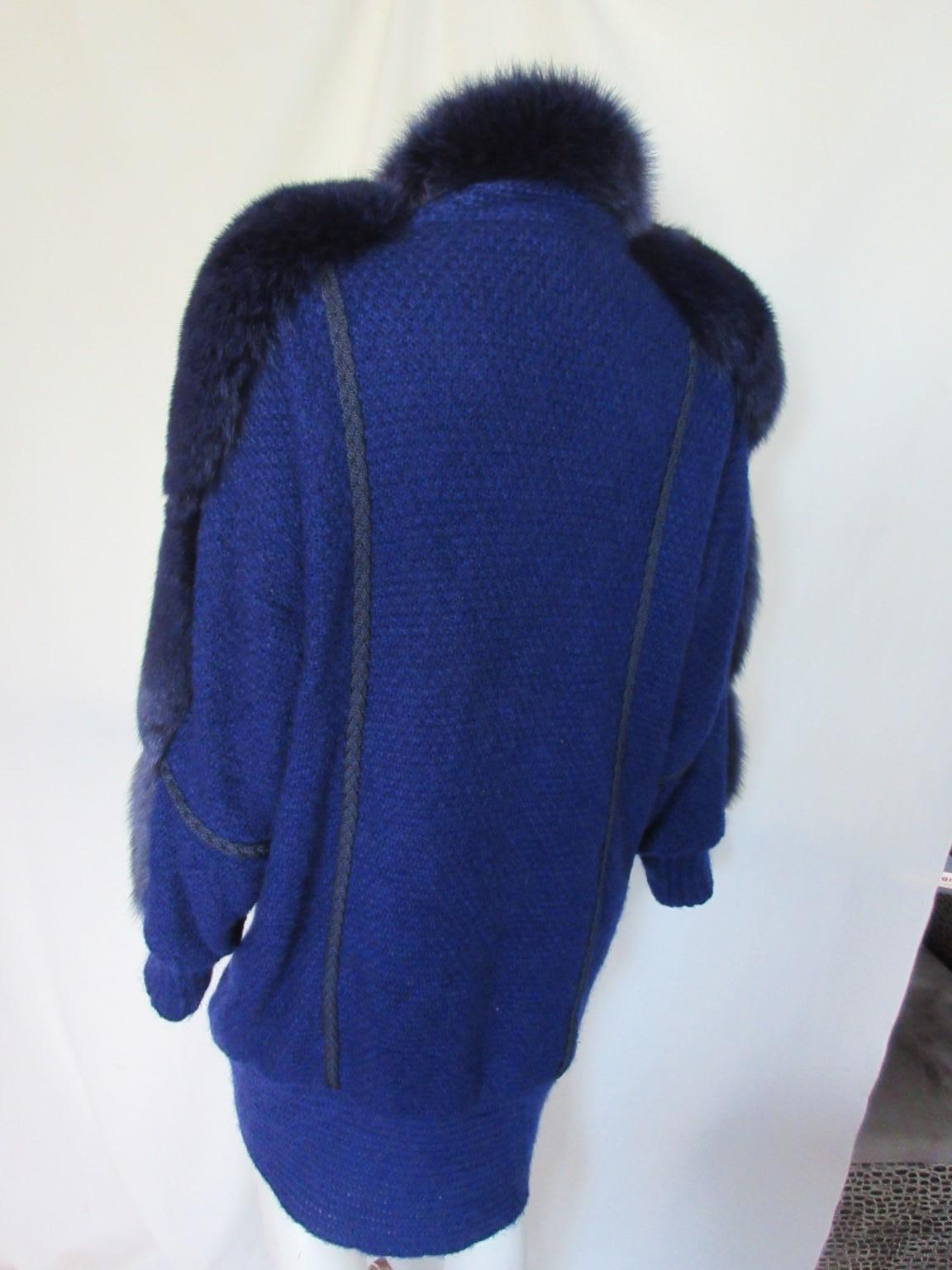 Blauer Fuchs Pelz Wolle Kaschmir Mantel Weste für Damen oder Herren im Angebot