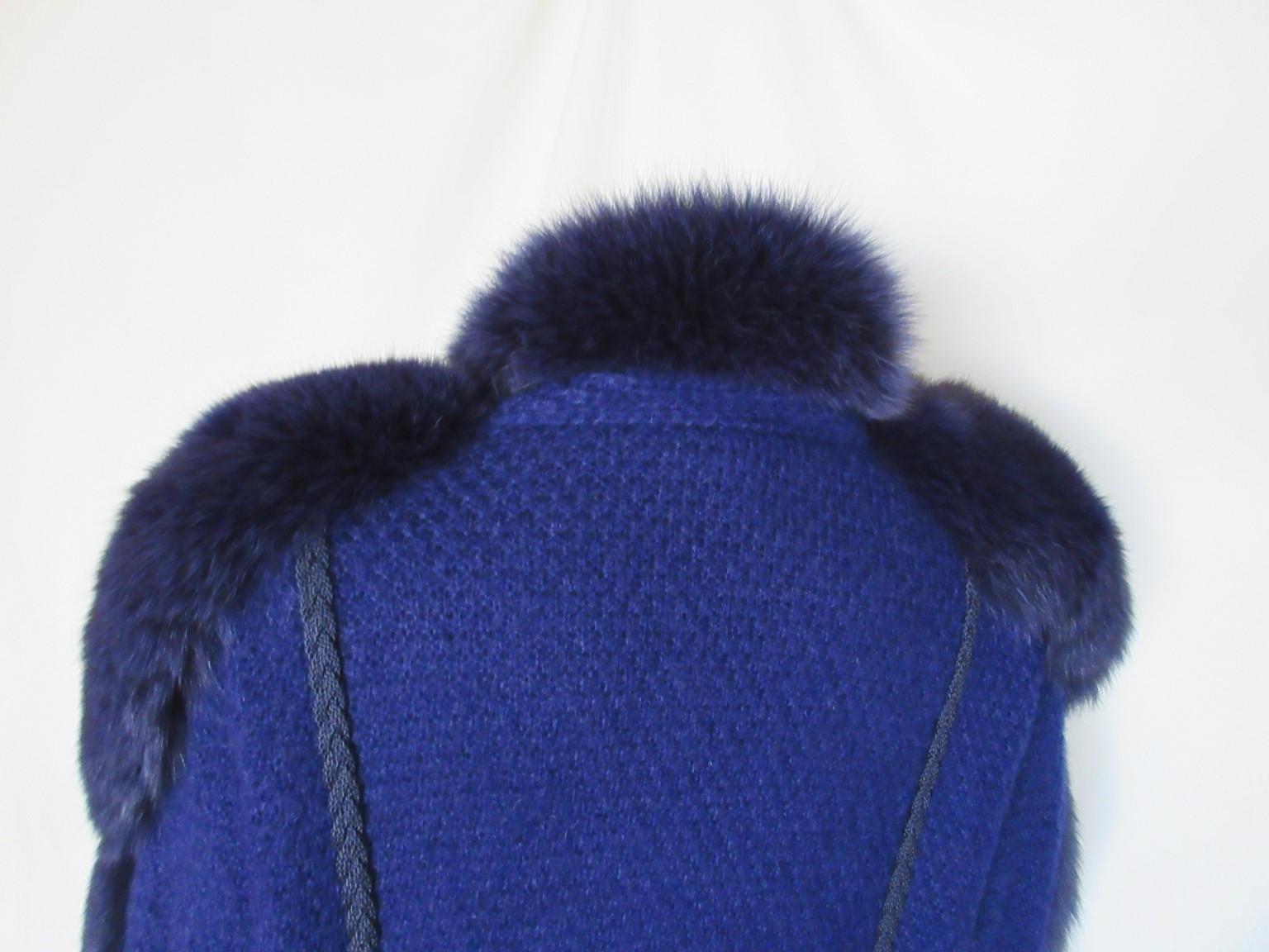 Blue Fox Fur Wool Cashmere Coat Vest For Sale 1