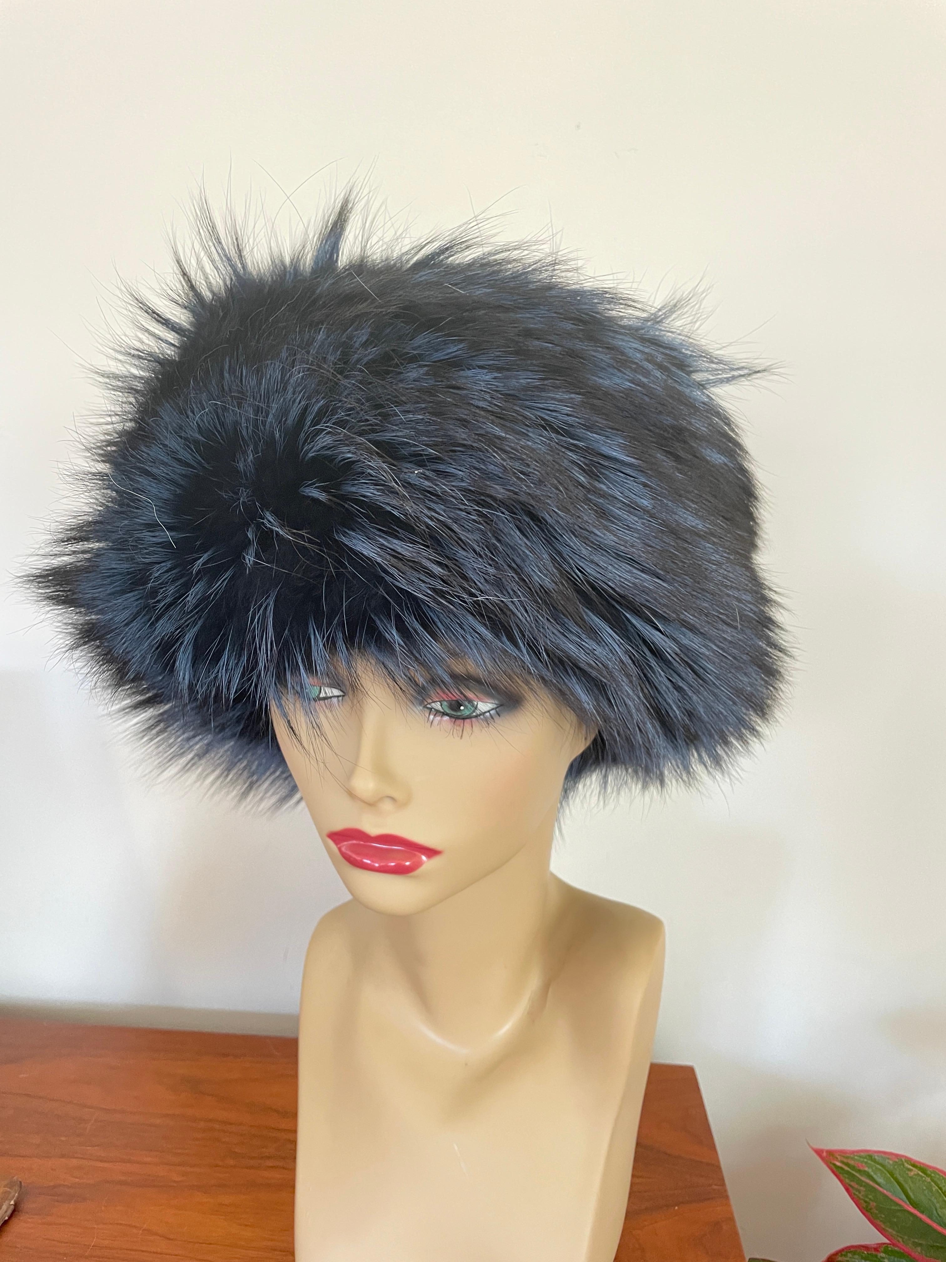 Blue Fox & Leather Hat  Lafuria  For Sale 1